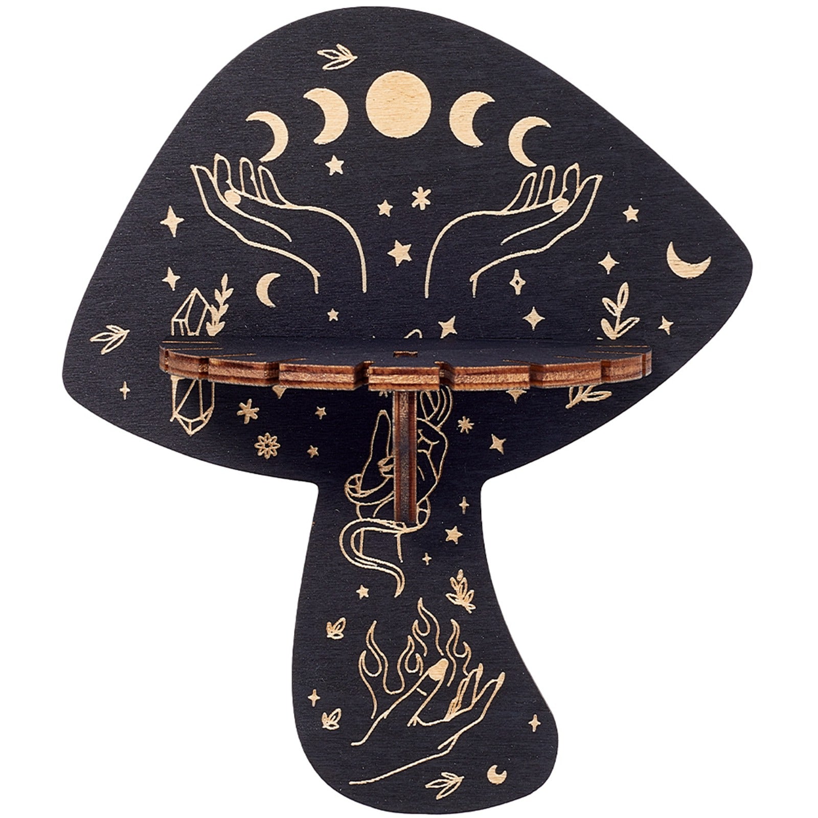 Porte pendule en bois de champignons