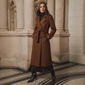 Russian European and American Style Long Coat Automne et hiver haut de gamme Elegant Tie Woole