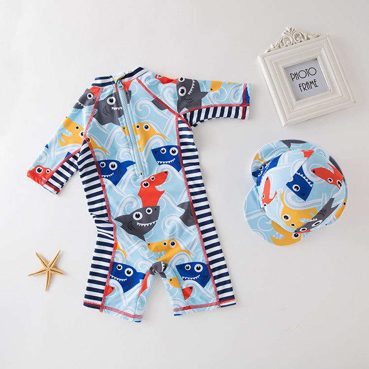 Maillot de bain simple pour homme Tête de requin bleu imprimé Maillot de bain pour enfants