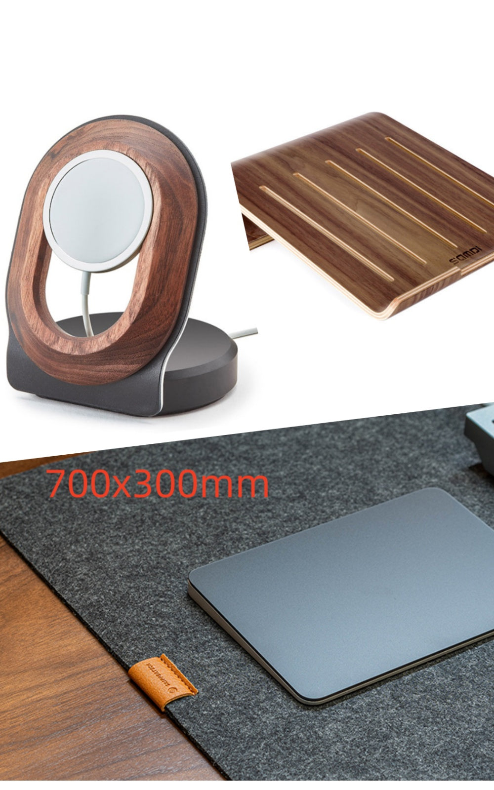 Noyer Magsafe Support de charge magnétique sans fil Téléphone mobile Base en bois massif