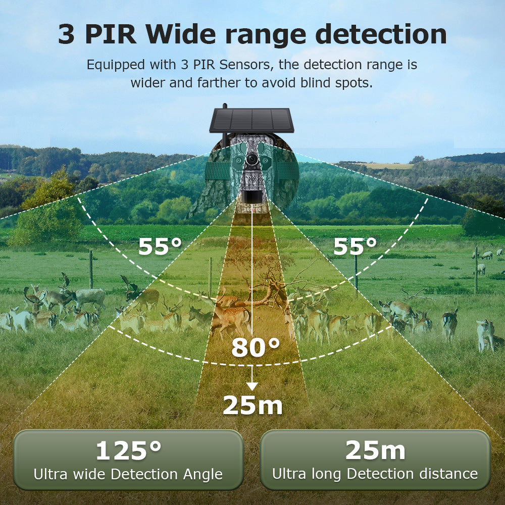 Caméra de chasse 4G Prise en charge intelligente de positionnement Détection de température