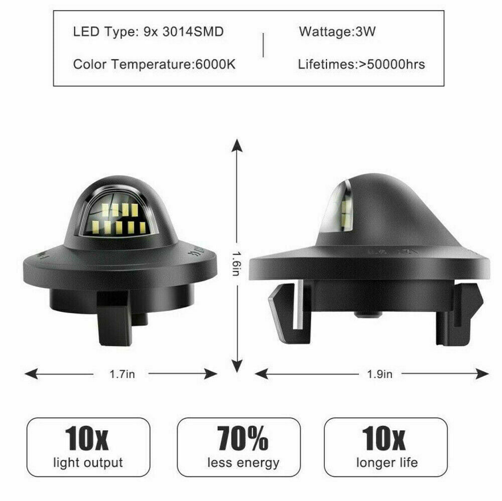 2x LED plaque d'immatriculation lampe d'étiquette de remplacement pour Ford F150 F250 F350