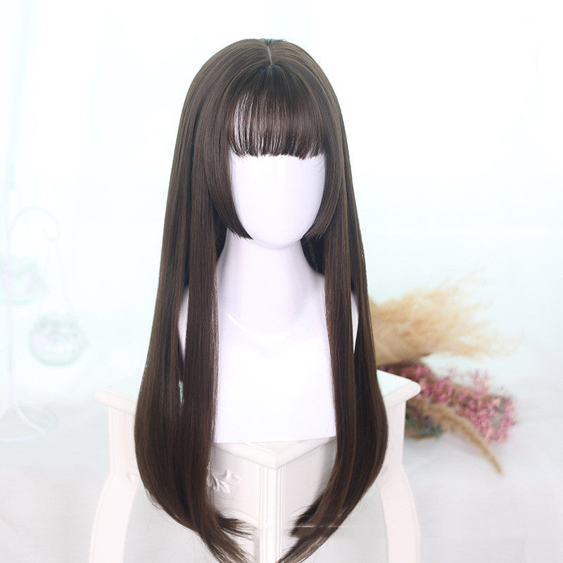 Lolita rouge longue ligne droite pour les femmes wig