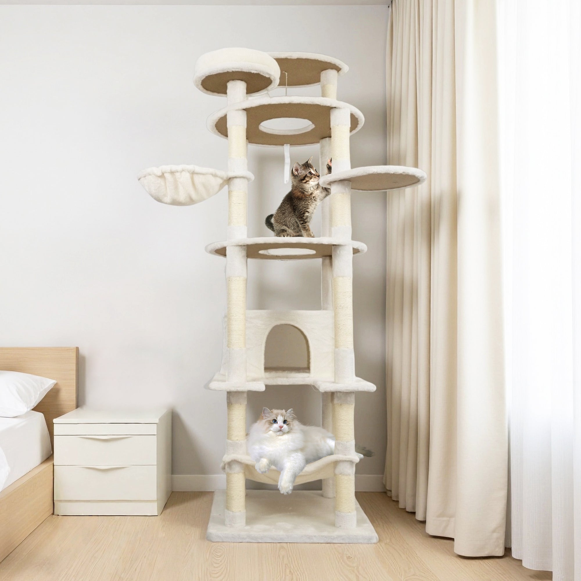 78 dans la tour de chat beige avec grand condo sisal grattement post grand hamac et plateau supérieur