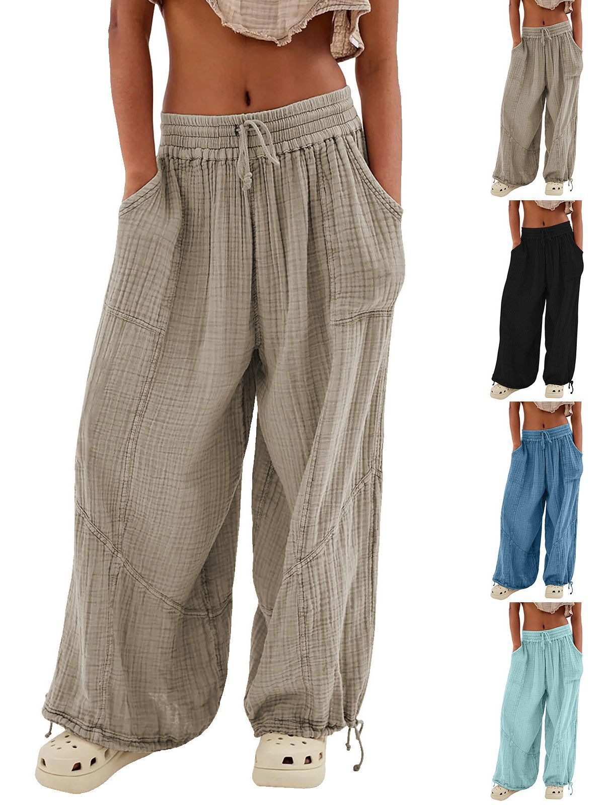 Pantalon de jambes large couleur pour femme