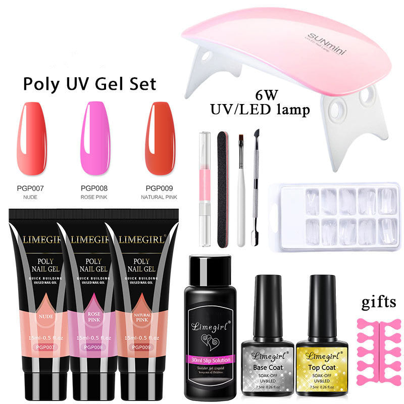 Gel d'extension de ongles ensemble cristal photothérapie UV