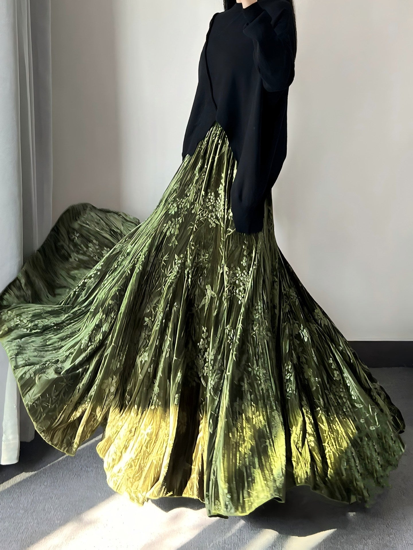Robe de sirène émaillée vintage en couleur unie
