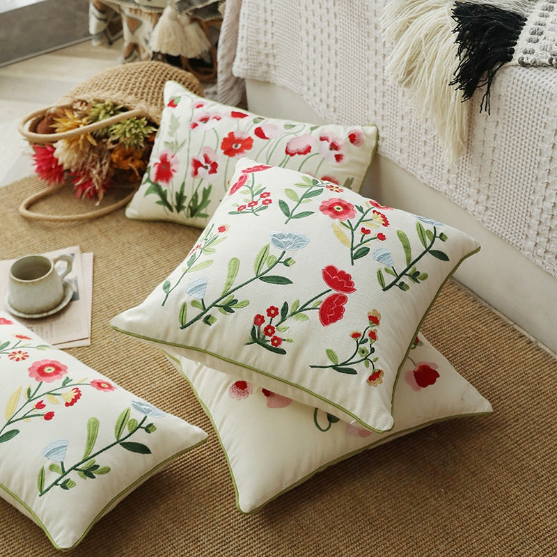 Brodé Floral Trim Sofachambre à coucher Oreiller