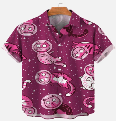 Chemise de chat hawaïen imprimée 3D