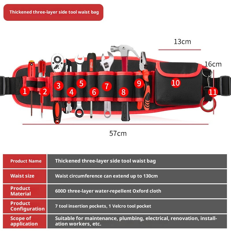 Multifonctionnel Oxford Cloth Large Belt Repair High-altitude Work Long Waist Bag