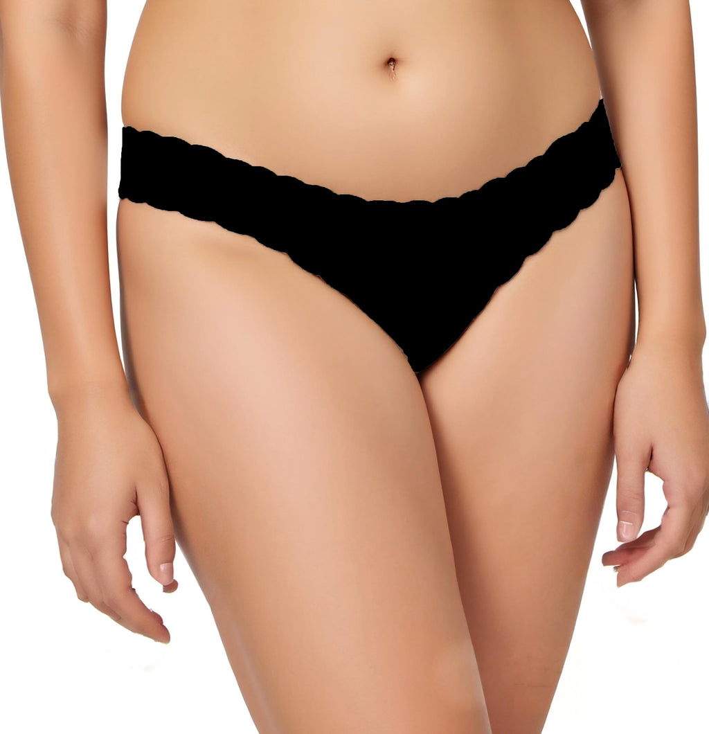 Thong à basse taille sans couture Wavy Lace