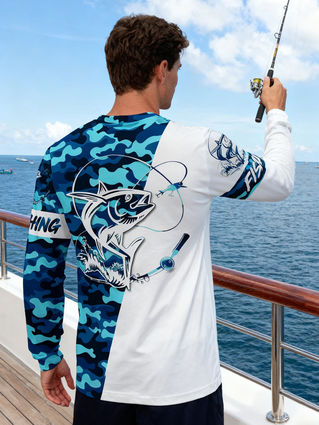 Pêche Hoodie UPF 50 anti UV Sailing Shirt Surf d'été Hommes Long Sleeve Hunting Jersey