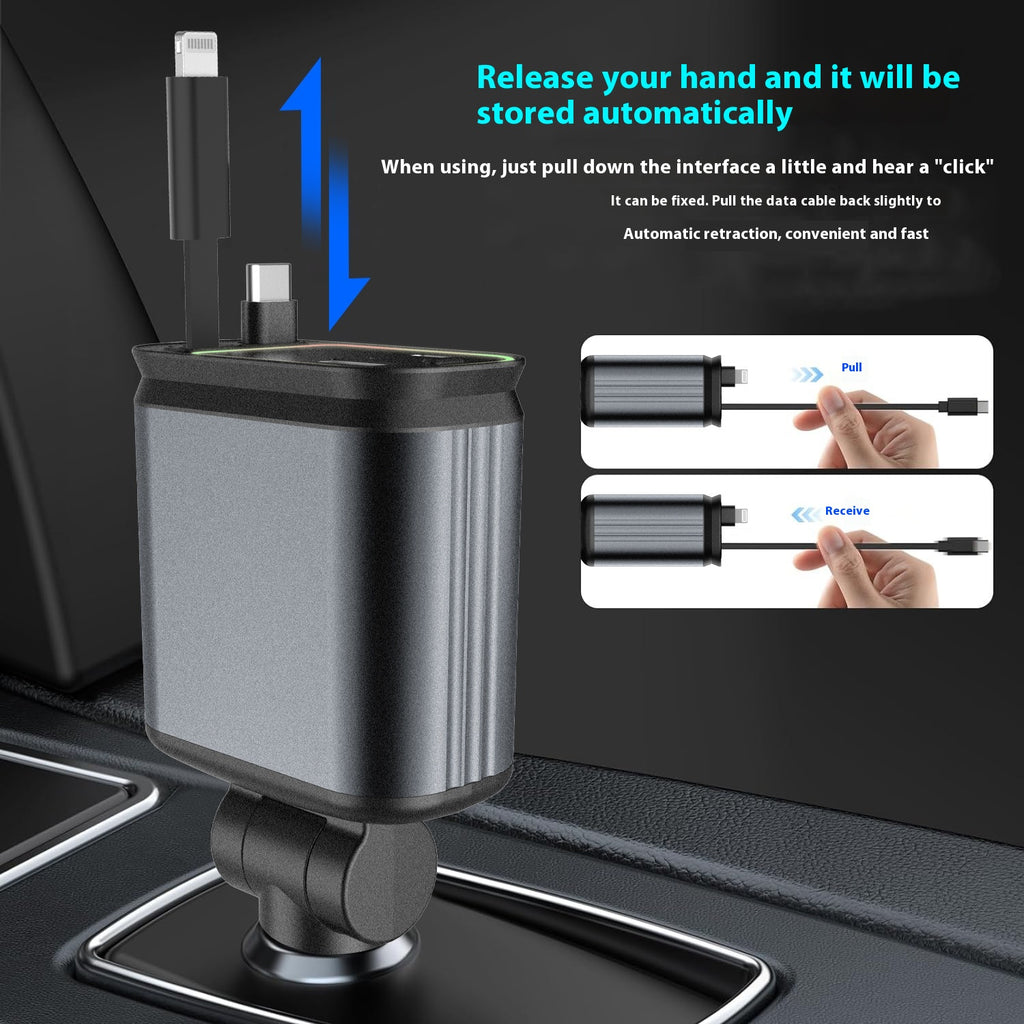 Chargeur de téléphone portable de voiture Ligne à bande télescopique multi-fonctions