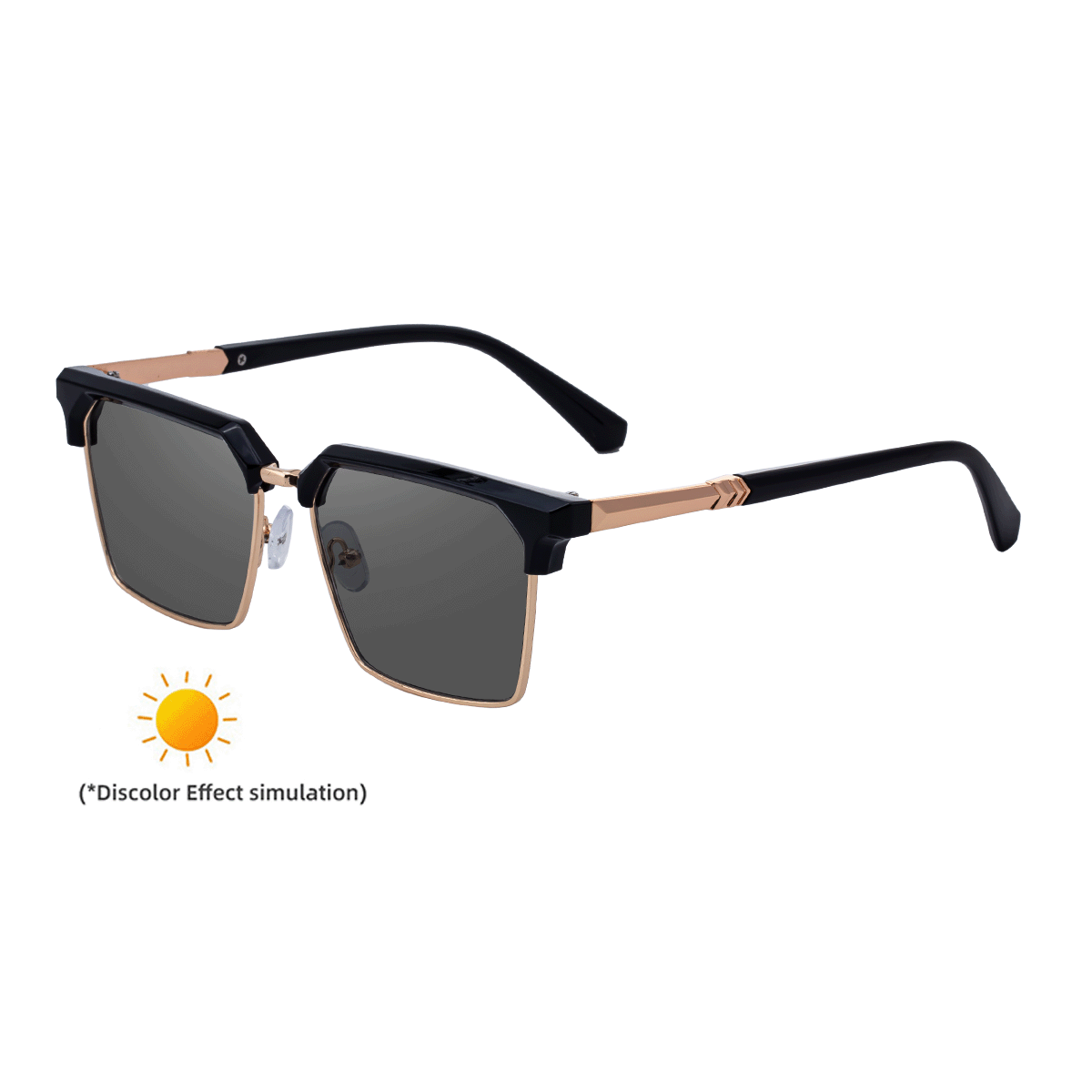 Lunettes de soleil européennes et américaines pour sourcils de mode à demi-forme en couleur changeante pour hommes