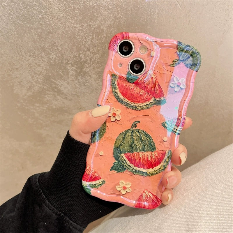 Art peinture à l'huile Fruit pastèque cas téléphone