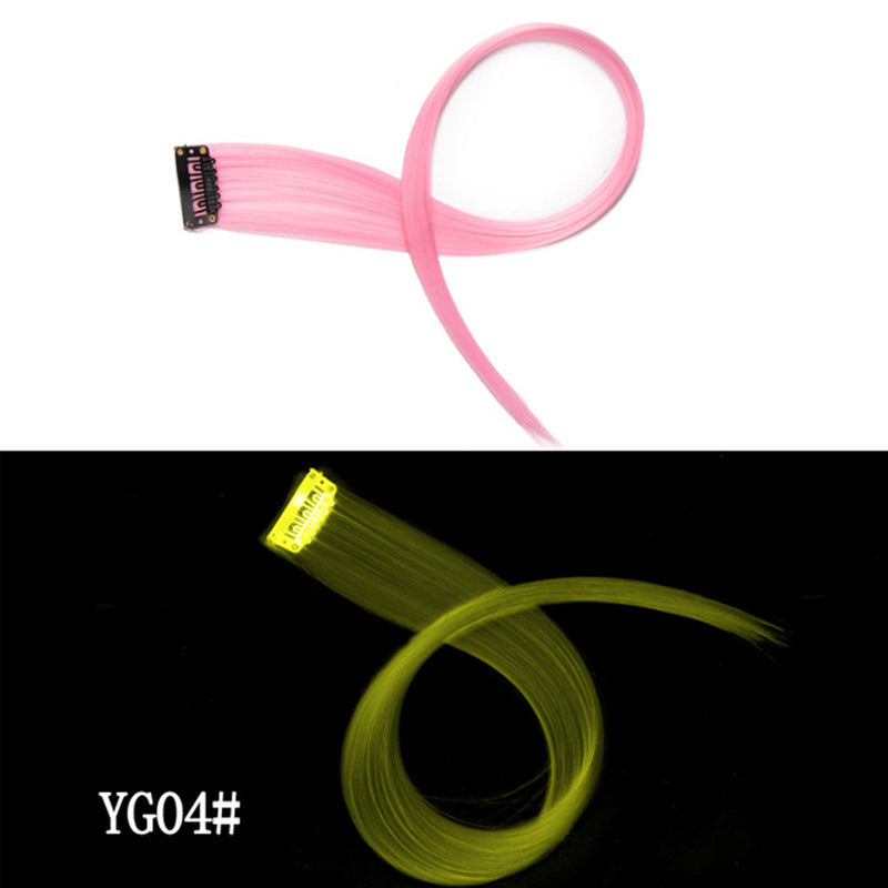 Clip bricolage lumineux - Cheveux lumineux en cheveux sans trace 50 CM couleur arc-en-ciel