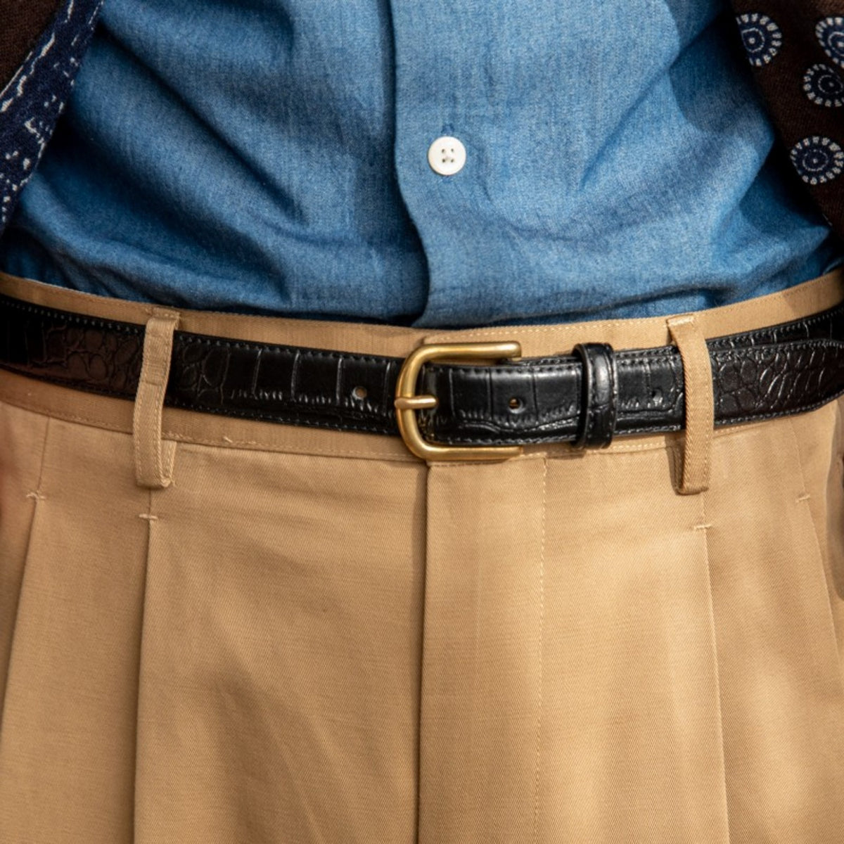 Men's and Women's Belt Lychee Pattern Calfskin