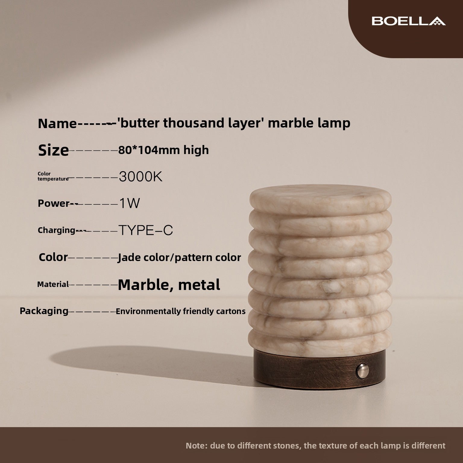 Lampe à crème naturelle Alabaster