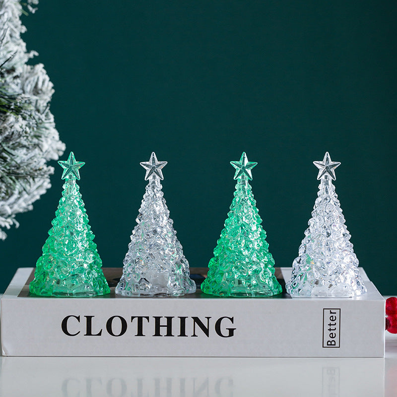 Décoration de Noël Mini lumineux arbre de Noël cristal transparent lumière de nuit bureau