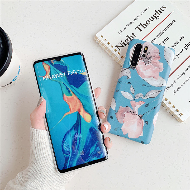 Étui de téléphone en feuille givrée fleur