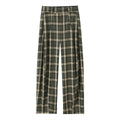 Pantalon en Plaid de taille moyenne, tendance et élégant