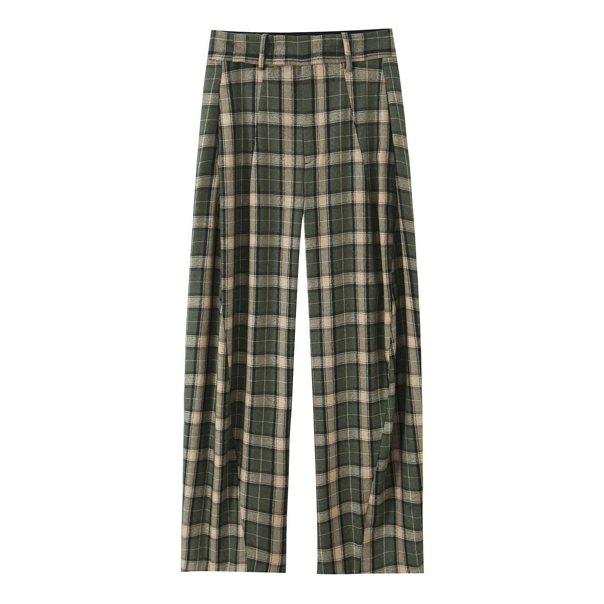 Pantalon en Plaid de taille moyenne, tendance et élégant