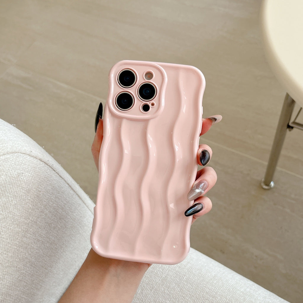 Applicable Electroplating 3-dimensional Wave Stripe Phone Case Protection anti-goutte