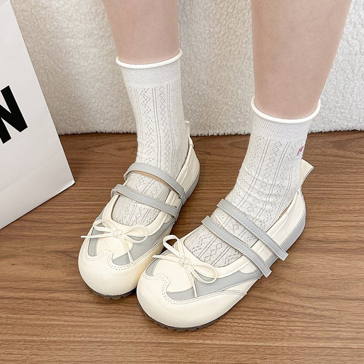 Femmes Sweet Bow Knot Double Strap Mary Jane Flats