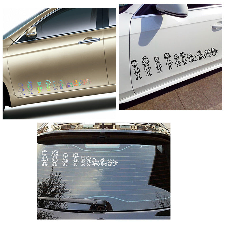 Stickers Voiture Cartoon Grande Famille Drôle