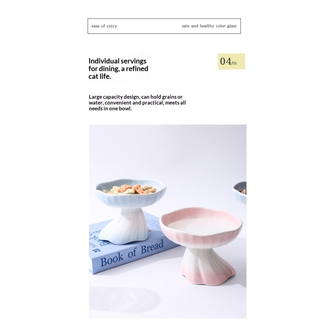 Élevé en céramique graduée en forme de robe Pet Water & Food Bowl pour chats et chiens