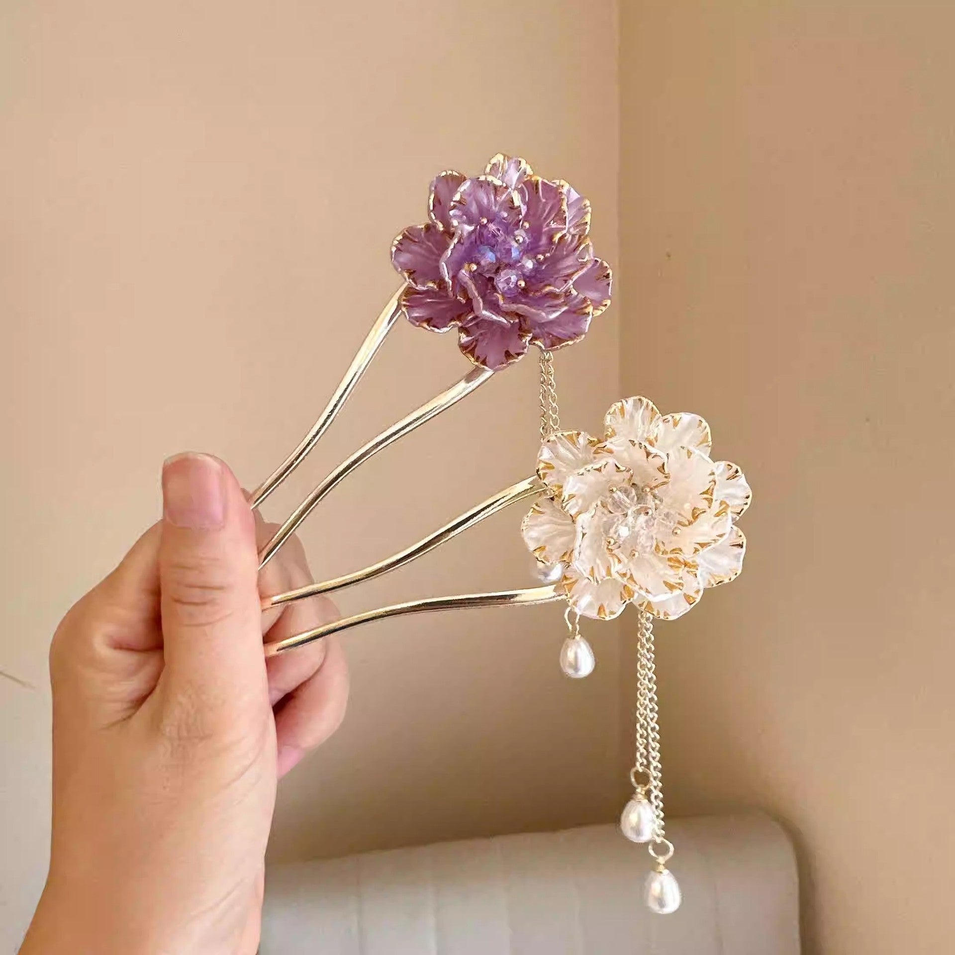 Femelle rétro exquise fleur de pivoine épingle à cheveux en U