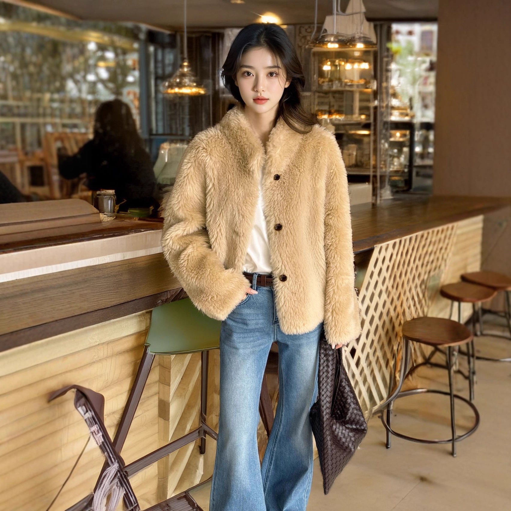 Manteau en cuir court pour les femmes pour l'hiver
