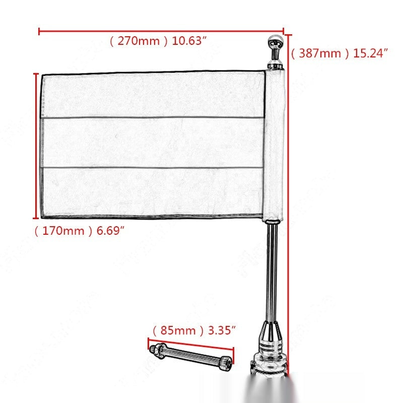Boîte latérale Bumper Parcelle ou sac à bagages Flagpole
