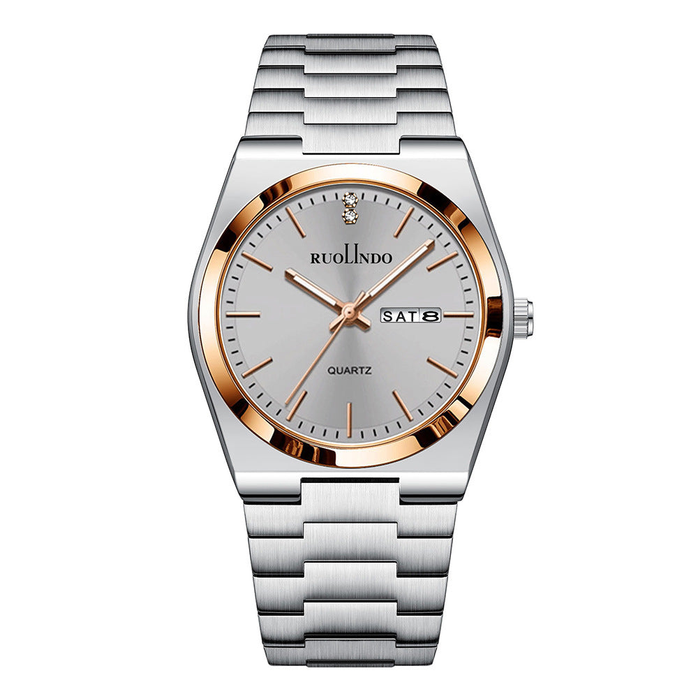 Double calendrier Avancé en acier inoxydable Lumineux hommes montre