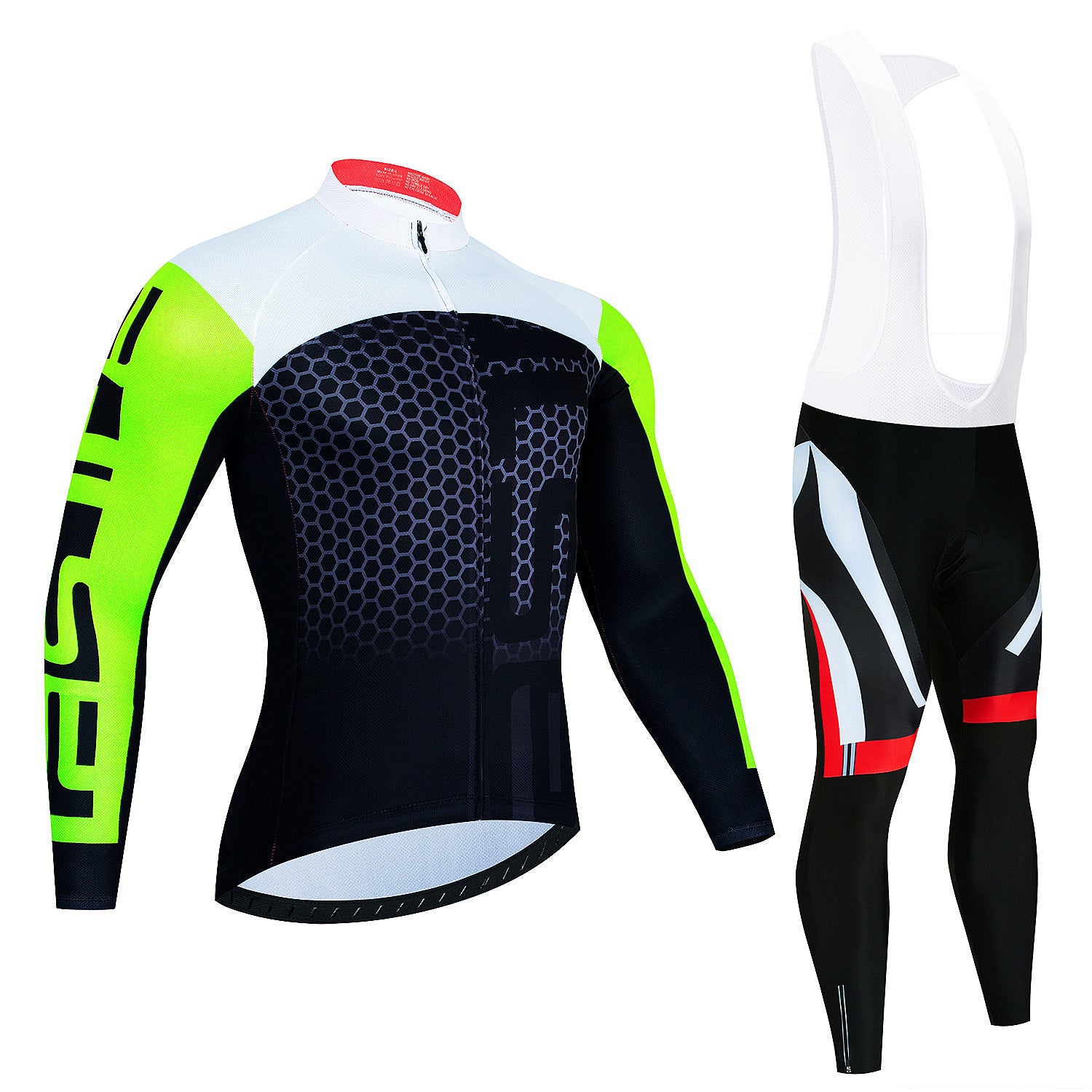 Haut de manches longues du Jersey d'équitation pour hommes et pantalons Wicking Suspender vélo respirant