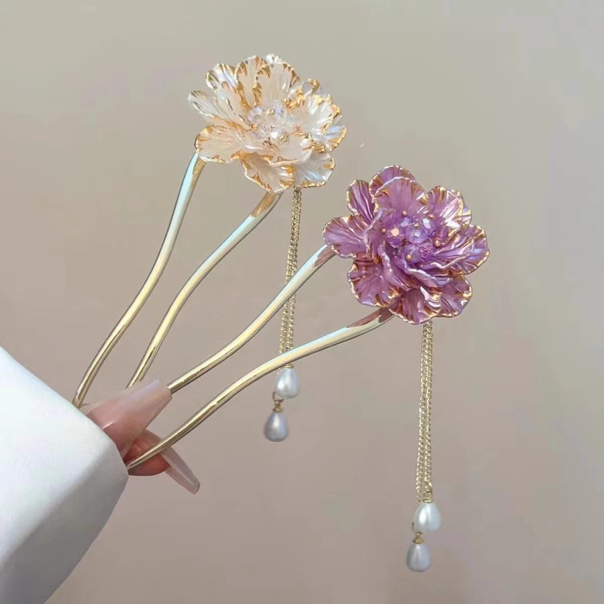 Femelle rétro exquise fleur de pivoine épingle à cheveux en U