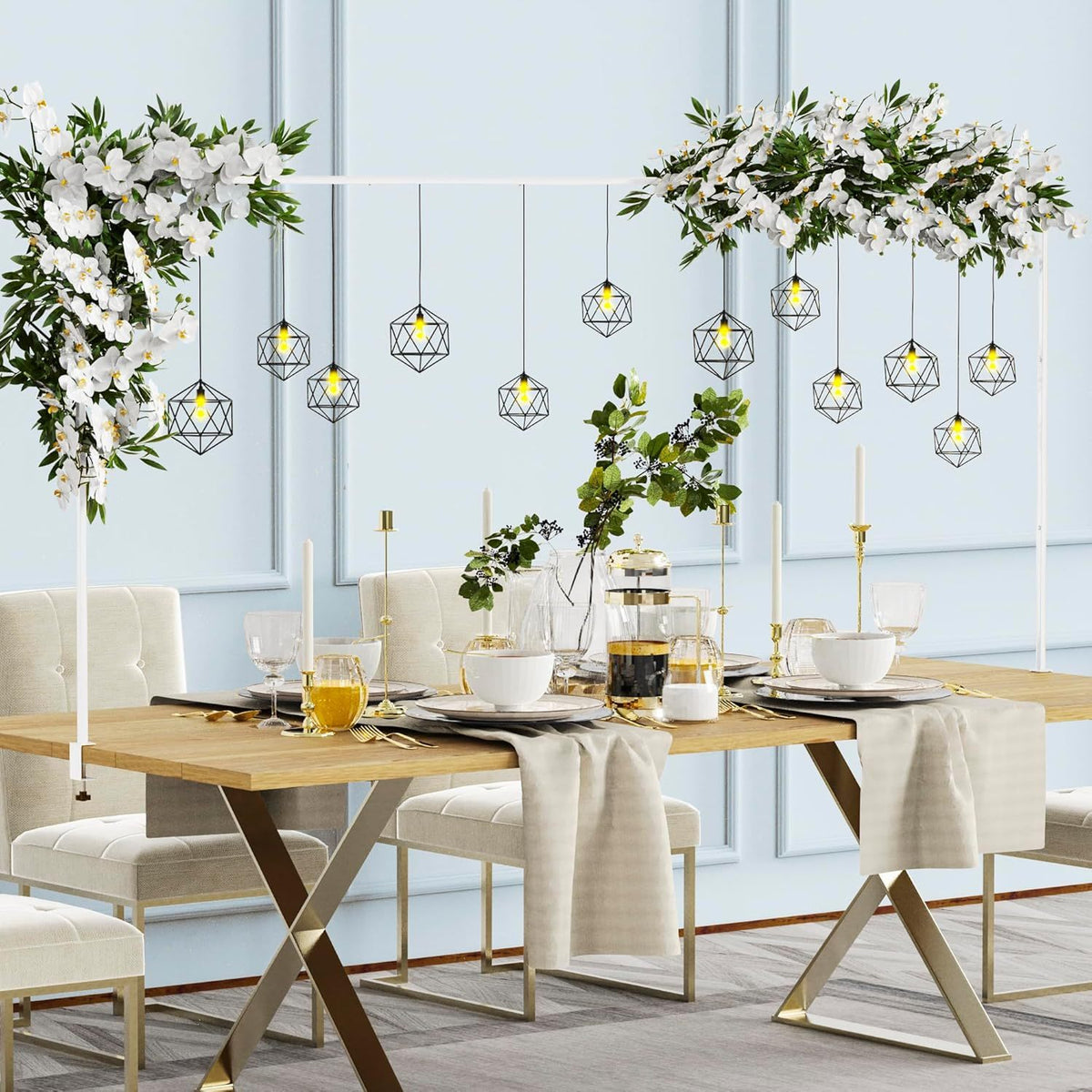 Table clamp stand – White table arch with accessories for festive table decoration