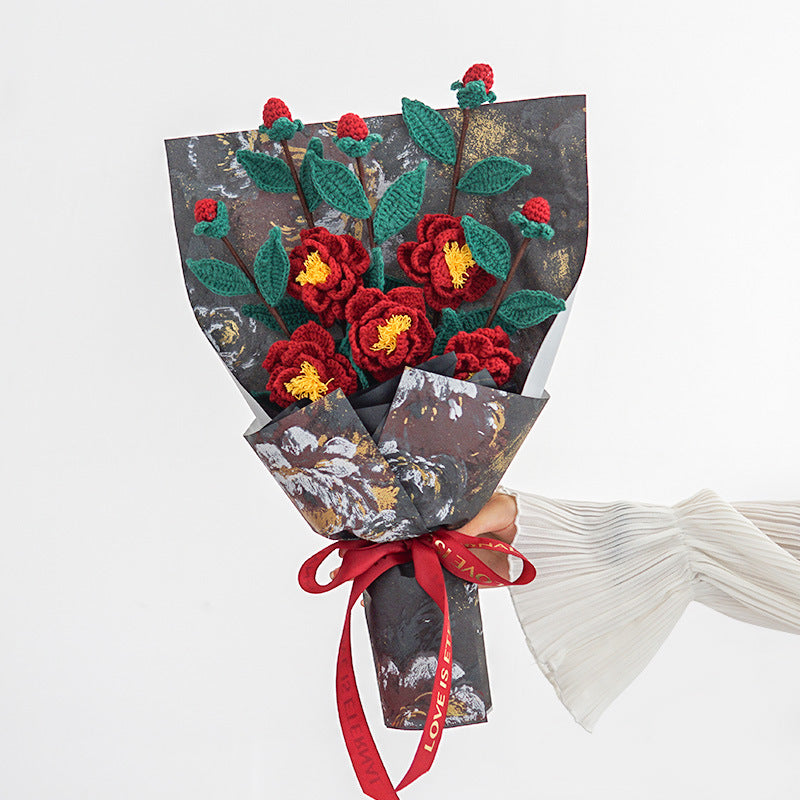 Fleurs artificielles tricotées Bouquet de simulation New-Style de Camellias