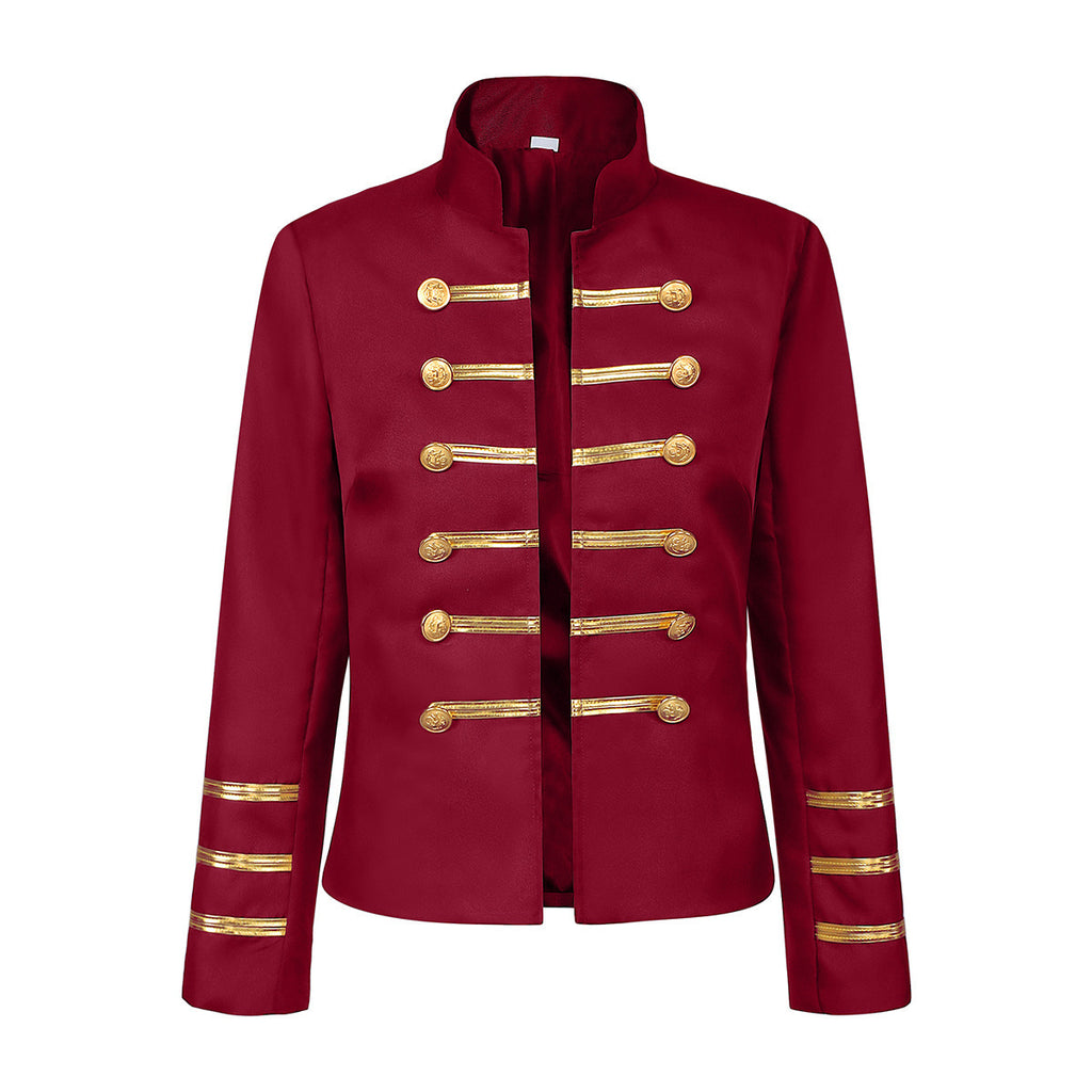 European and American Medieval Court-style Golden Double-breasted Vintage Coat avec un Stan