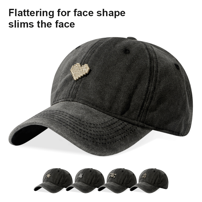 Vintage Crâne lavé Casquette de baseball 3D en métal Emblem réglable Unisex Dad Hat Streetwear