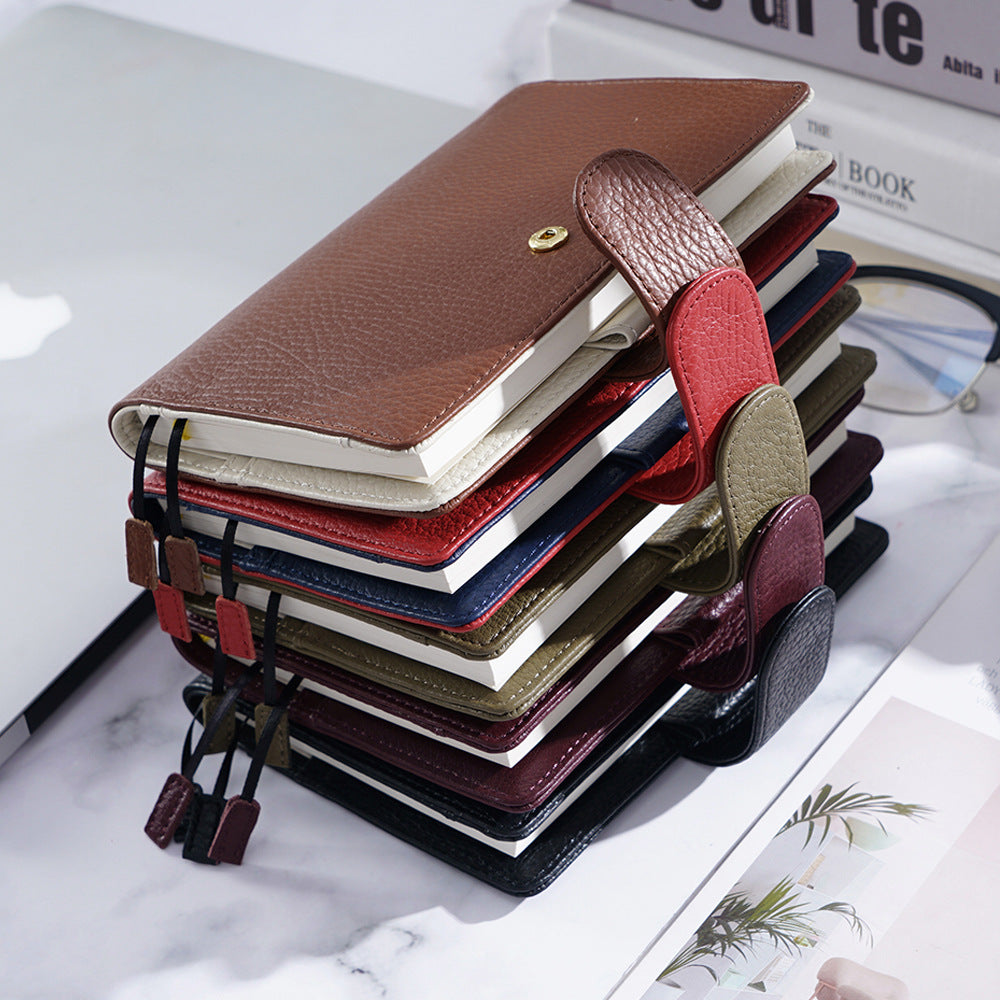 Carnet de notes en cuir Motif Lychee Couche de tête Cowhide A6 Carnet de notes en cuir