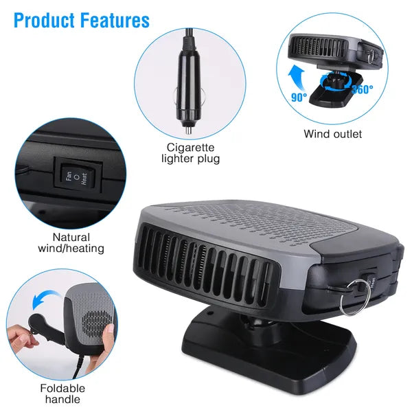 12V 150W Portable voiture chauffage automatique ventilateur de chauffage 2 En 1 défroster Demister pare-brise chauffage