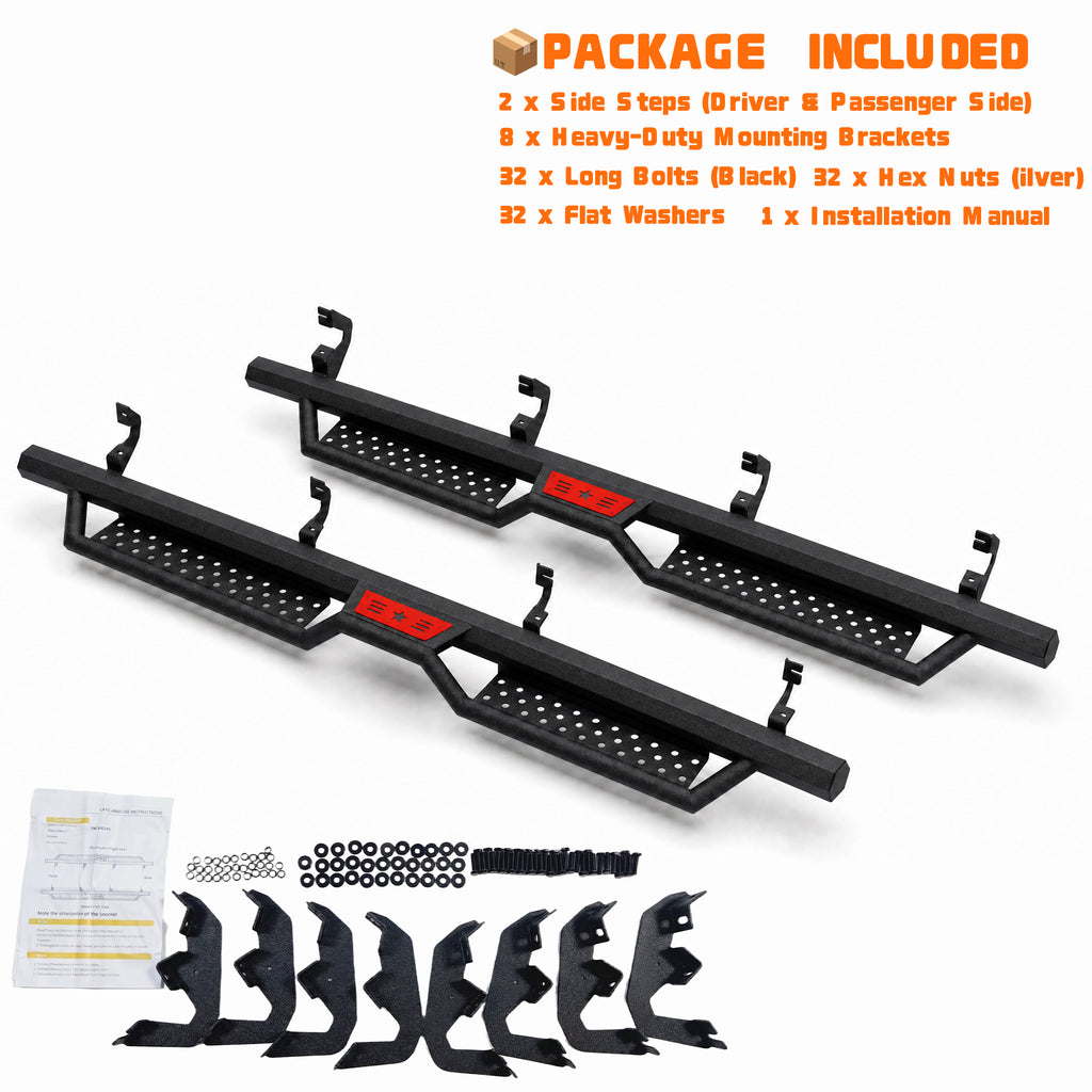 Planches de course de 6" pour 2019- Chevy Silverado 1500 cabine d'équipage