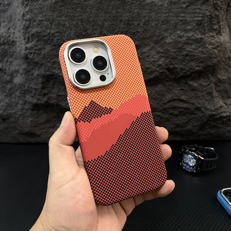 Case de téléphone Kevlar Carbon Fibre motif aspiration magnétique