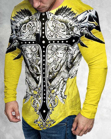 T-Shirt homme impression graphique 3D cou imprimé