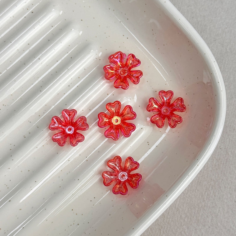 Perles de fleurs en acrylique 5-Petal