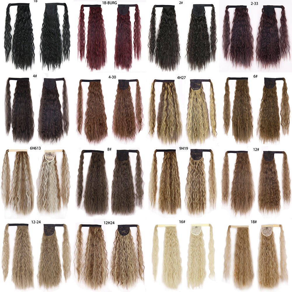Ponytail Perruque Eau Wave Velcro Bande chimique fibre haute température soie
