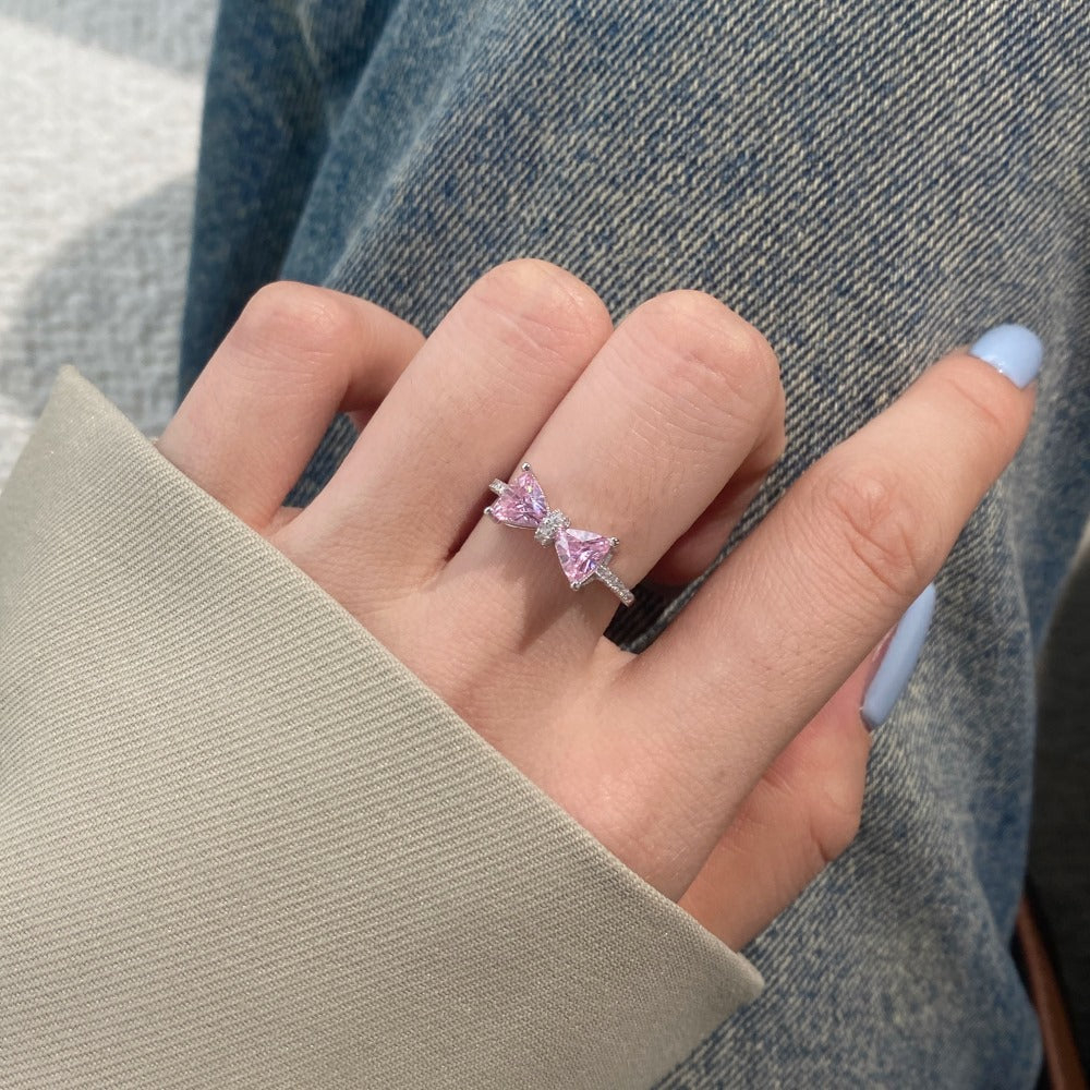 S925 Anneau femme en argent sterling Bow