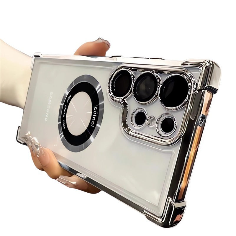 Cas de téléphone Aspiration magnétique Airbag Electroplating transparent