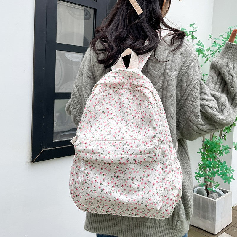 Sac à dos imprimé floral de style préppy